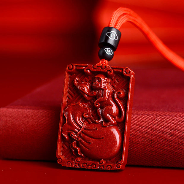 Buddha Stones Chinese Zodiac Cinnabar Calm Necklace Pendant