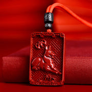 Buddha Stones Chinese Zodiac Cinnabar Calm Necklace Pendant