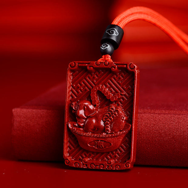 Buddha Stones Chinese Zodiac Cinnabar Calm Necklace Pendant