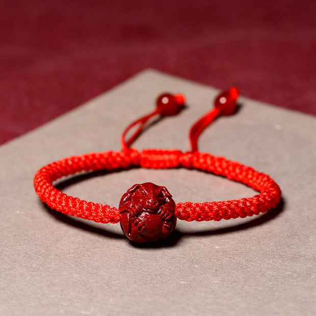 Buddha Stones Chinese Zodiac Red String Cinnabar Blessing Bracelet