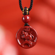 Buddha Stones Chinese Zodiac Cinnabar Calm Phone Hanging Decoration Key Chain Necklace Pendant Necklaces & Pendants BS Rat Necklace