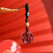 Buddha Stones Chinese Zodiac Cinnabar Calm Phone Hanging Decoration Key Chain Necklace Pendant Necklaces & Pendants BS Tiger Key Chain