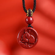 Buddha Stones Chinese Zodiac Cinnabar Calm Phone Hanging Decoration Key Chain Necklace Pendant