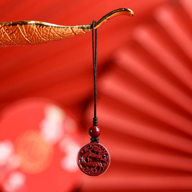 Buddha Stones Chinese Zodiac Cinnabar Calm Phone Hanging Decoration Key Chain Necklace Pendant Necklaces & Pendants BS Dragon Phone Hanging Decoration