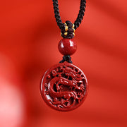 Buddha Stones Chinese Zodiac Cinnabar Calm Phone Hanging Decoration Key Chain Necklace Pendant Necklaces & Pendants BS Dragon Necklace