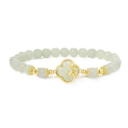 Buddha Stones Hetian Jade 925 Sterling Silver Four Leaf Clover Bamboo Luck Bracelet Bracelet BS 2