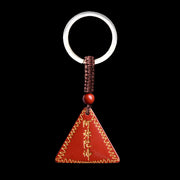 Buddha Stones Cinnabar Amitabha Calm Necklace Pendant Necklaces & Pendants BS Orange-Red Cinnabar Gilded Key Chain