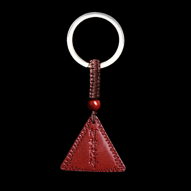 Buddha Stones Cinnabar Amitabha Calm Necklace Pendant Necklaces & Pendants BS Purple-Red Cinnabar Key Chain