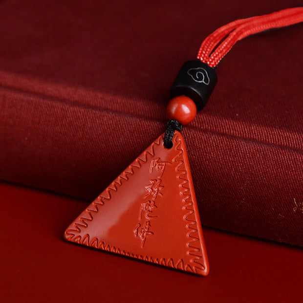 Buddha Stones Cinnabar Amitabha Calm Necklace Pendant Necklaces & Pendants BS Orange-Red Cinnabar Red Rope