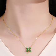 Buddha Stones Jade 925 Sterling Silver Four Leaf Clover Luck Necklace Pendant Necklaces & Pendants BS 10