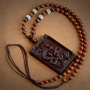 Buddha Stones Chinese Zodiac Small Leaf Red Sandalwood Calm Necklace Pendant Necklaces & Pendants BS 7