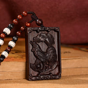 Buddha Stones Chinese Zodiac Small Leaf Red Sandalwood Calm Necklace Pendant Necklaces & Pendants BS Rooster