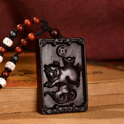 Buddha Stones Chinese Zodiac Small Leaf Red Sandalwood Calm Necklace Pendant Necklaces & Pendants BS Pig