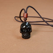 Buddha Stones Black Obsidian String Skeleton Fulfilment Necklace Pendant