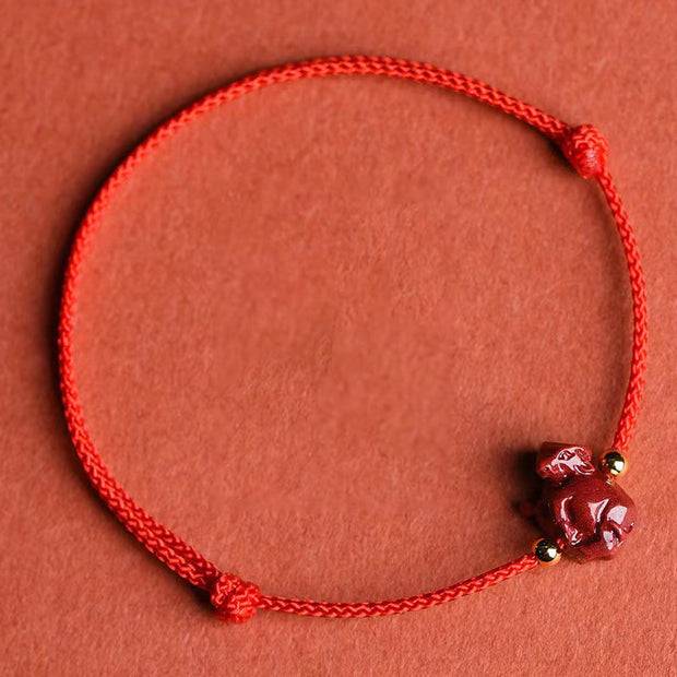 Buddha Stones Chinese Zodiac Red String Cinnabar Calm Bracelet