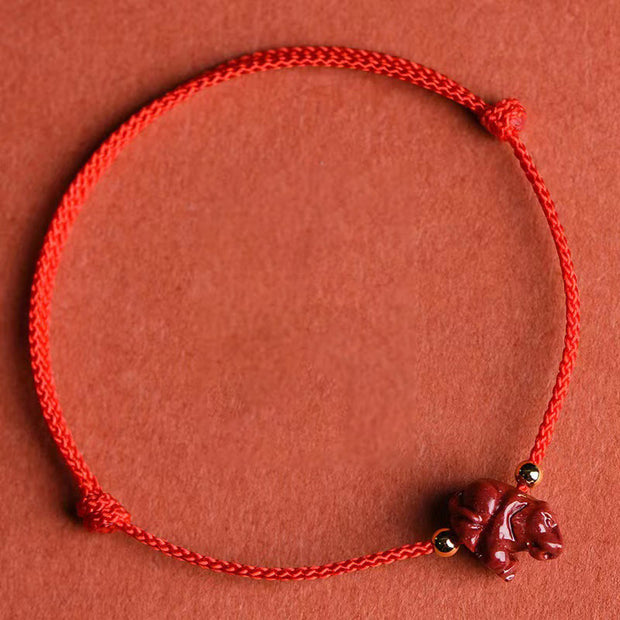 Buddha Stones Chinese Zodiac Red String Cinnabar Calm Bracelet