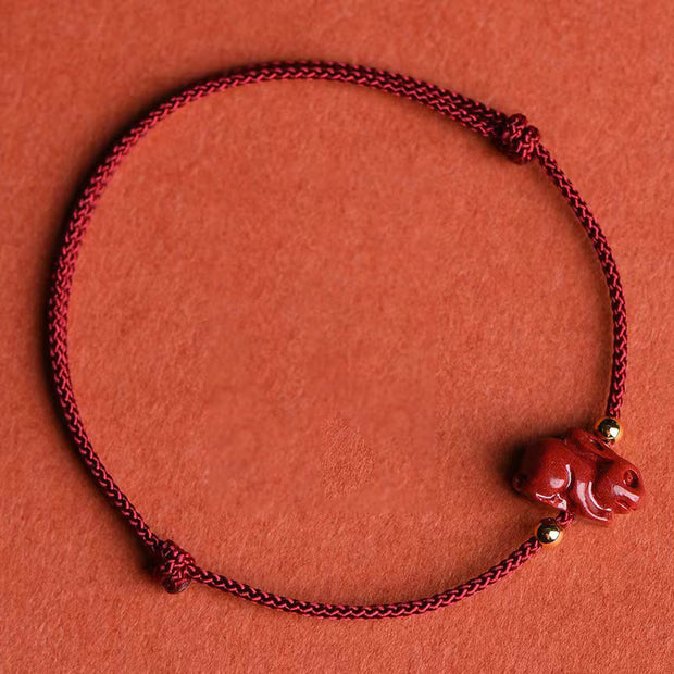 Buddha Stones Chinese Zodiac Red String Cinnabar Calm Bracelet