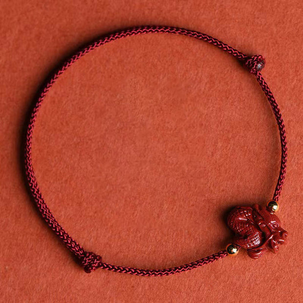 Buddha Stones Chinese Zodiac Red String Cinnabar Calm Bracelet