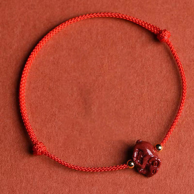 Buddha Stones Chinese Zodiac Red String Cinnabar Calm Bracelet