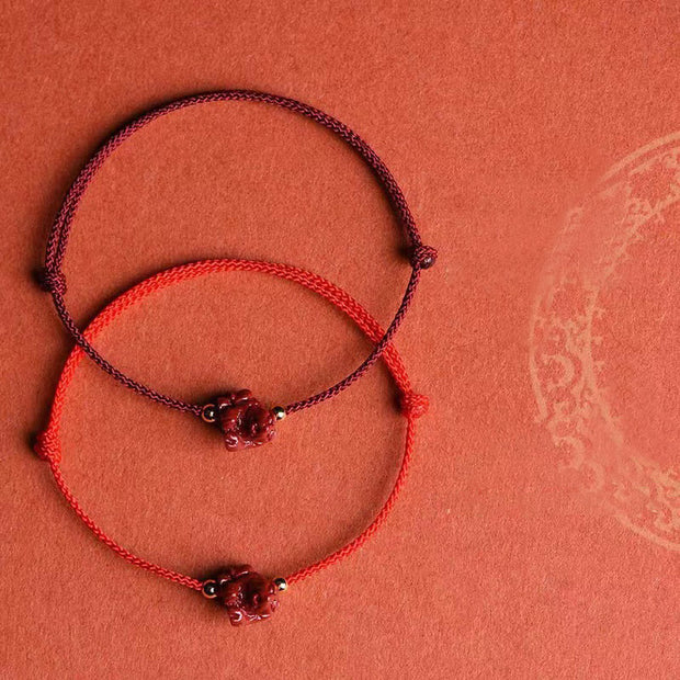 Buddha Stones Chinese Zodiac Red String Cinnabar Calm Bracelet