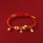 Buddha Stones Red String Red Agate Fu Character Year Of The Snake Protection Braided Bracelet