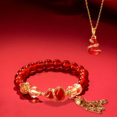 Buddha Stones Red Agate Year Of The Snake Gourd Luck Bracelet Necklace Pendant (Extra 30% Off | USE CODE: FS30) - image 0