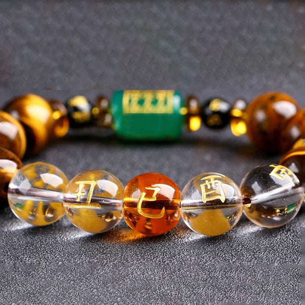 Buddha Stones Chinese Zodiac Tiger Eye Courage Bracelet