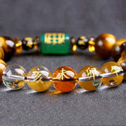 Buddha Stones Chinese Zodiac Tiger Eye White Crystal Courage Bracelet