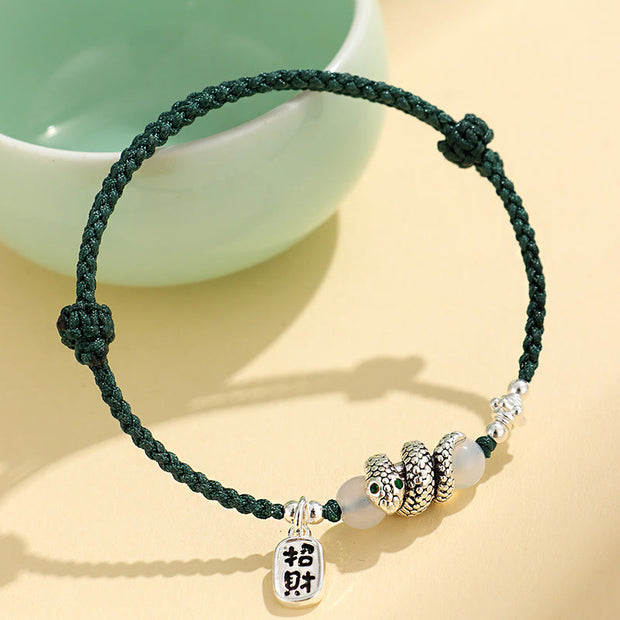 FREE Today: Lucky Fortune Fu Character Agate Year Of The Snake String Bracelet