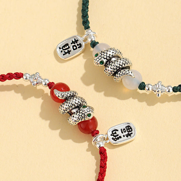 FREE Today: Lucky Fortune Fu Character Agate Year Of The Snake String Bracelet