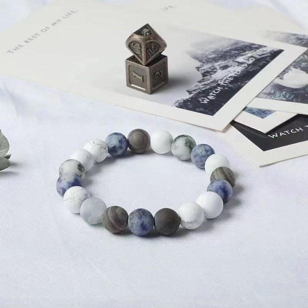 Buddha Stones White Turquoise Picasso Jasper Sodalite Relaxation Bracelet