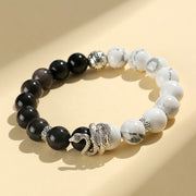 FREE Today: Wealth Protection Natural Silver Sheen Obsidian White Turquoise Grey Jasper Snowflake Obsidian Year Of The Snake Bracelet