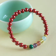 Buddha Stones Cinnabar Aquamarine Citrine Strawberry Quartz Amethyst Malachite Blessing Bracelet