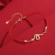 Buddha Stones 925 Sterling Silver Year Of Snake Red String Protection Braided Bracelet