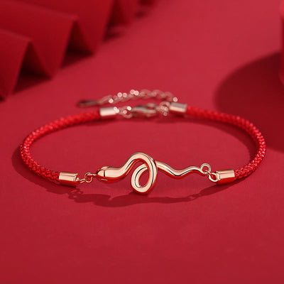 Buddha Stones 925 Sterling Silver Year Of Snake Red String Protection Braided Bracelet Bracelet BS main