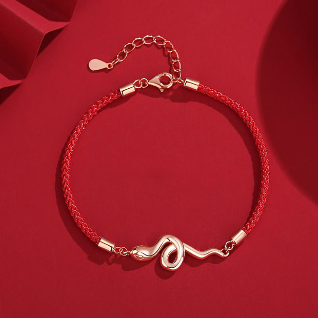 Buddha Stones 925 Sterling Silver Year Of Snake Red String Protection Braided Bracelet Bracelet BS 1