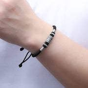 Buddha Stones Black String 999 Sterling Silver Six True Words Creativity Bracelet