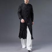 Buddha Stones Fall Peony Flowers Button Down Cotton Coat Men's Tang Suit Robe Men's Tang Suit Robe BS 2