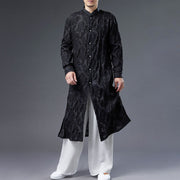 Buddha Stones Fall Peony Flowers Button Down Cotton Coat Men's Tang Suit Robe