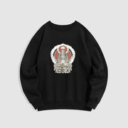 Buddha Stones Skeleton Pattern Fleece Lined Sweatshirt