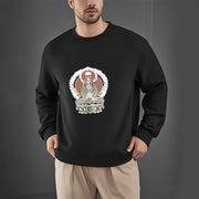 Buddha Stones Skeleton Pattern Fleece Lined Sweatshirt