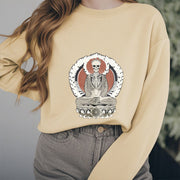 Buddha Stones Skeleton Pattern Fleece Lined Sweatshirt