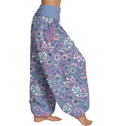 Buddha Stones Cashew Flower Peacock Sunflower Design Women's Elastic Waist Harem Pants