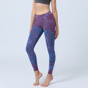 Buddha Stones Purple Compass Mandala Flower Print Gym Fitness Leggings Women's Yoga Pants - MediumPurple - US18，UK/AU22，EU50 (4XL) - image 1