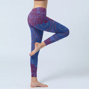Buddha Stones Purple Compass Mandala Flower Print Gym Fitness Leggings Women's Yoga Pants - image 4