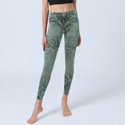 Buddha Stones Casual Flower Leaves Print Gym Fitness Leggings Women's Yoga Pants - image 6