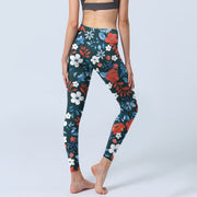 Buddha Stones Red White Flower Dandelion Print Gym Fitness Leggings Women's Yoga Pants - image 5