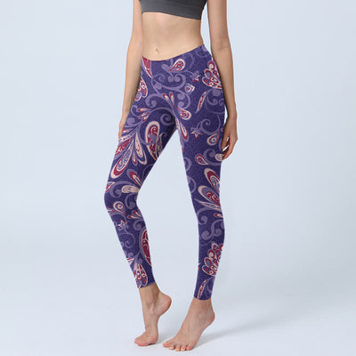 Buddha Stones Purple Flower Petals Print Gym Fitness Leggings Women's Yoga Pants - MediumPurple - US18，UK/AU22，EU50 (4XL) - image 1