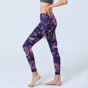 Buddha Stones Purple Flower Petals Print Gym Fitness Leggings Women's Yoga Pants