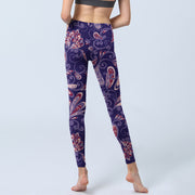 Buddha Stones Purple Flower Petals Print Gym Fitness Leggings Women's Yoga Pants